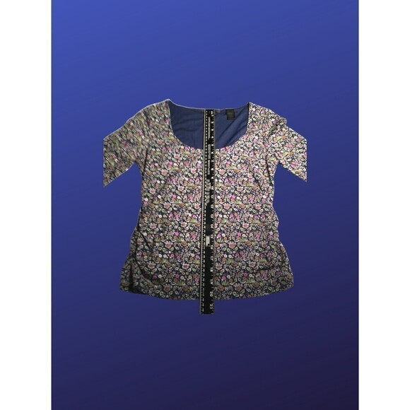 LIZ CLAIBORNE Pull-On Scoop Neck Top, Long Sleeve, NAVY FLORAL, Size SMALL, EUC - Picture 6 of 8